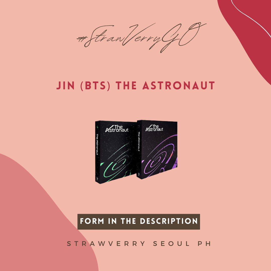 StrawVerrySPH's tweet photo. #StrawVerryGO | PH GO

Please help RT!

📀BTS - JIN 'The Astronaut'
💸Weverse ₱1,150 (Random) / ₱2,000 (Set) + LSF
🎁WITH FREEBIES
🚢NORMAL ETA
📅DOP: NOV 25

Order Form: https://t.co/AvAP59IdSb https://t.co/aG4GicXyrX