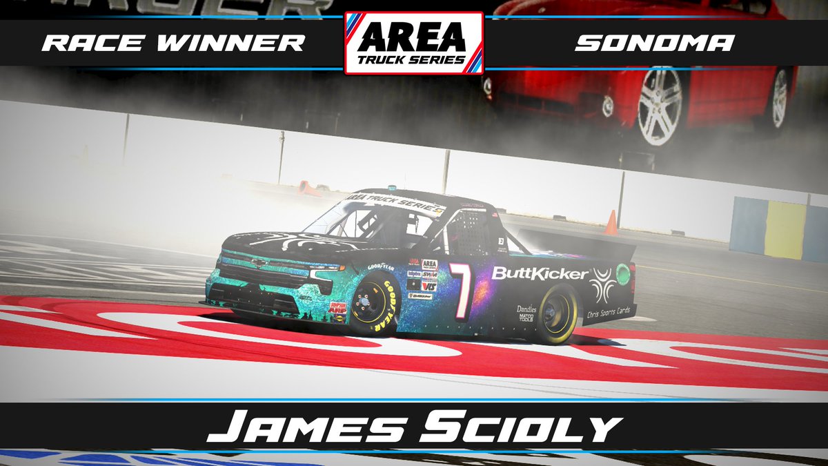 AREAiRacing's tweet photo. 🏁 James Scioly picks up his first win of the AREA Truck Series season tonight at Sonoma! https://t.co/fo3NkMbuI6