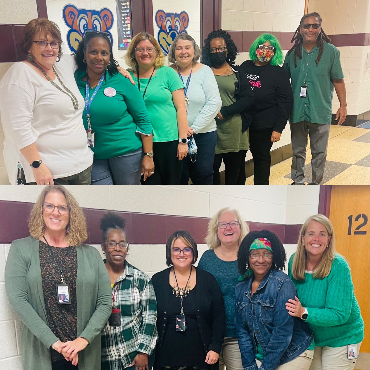 WeAreBTWE's tweet photo. BTW Staff participated in Disability Awareness Week by wearing green to support those with Cerebral Palsy!❤️ 🐻💙
#WeAreBTW 
#BuildingtheBestSPS https://t.co/7PNjvgZuAn