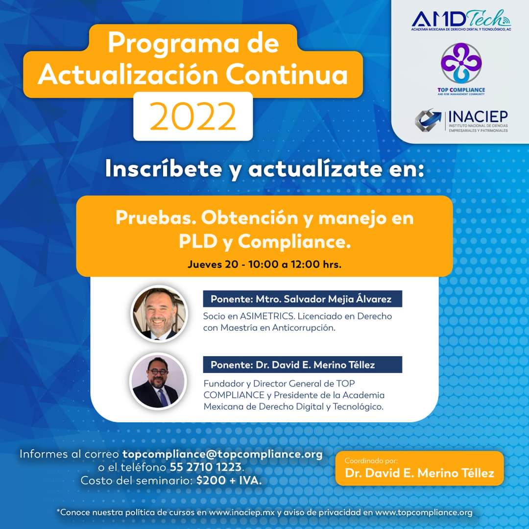AMDTechMx's tweet photo. 🚨Este jueves 20 de octubre no te pierdas nuestro próximo seminario.
📄Informes:
topcompliance@topcompliance.org
5527101223
🌐Visita: https://t.co/EXw4wFDsBN
#ProgramadeActualizacionContinua #TopCompliance #Pruebas #PLD #Compliance https://t.co/3njqoL6KzS