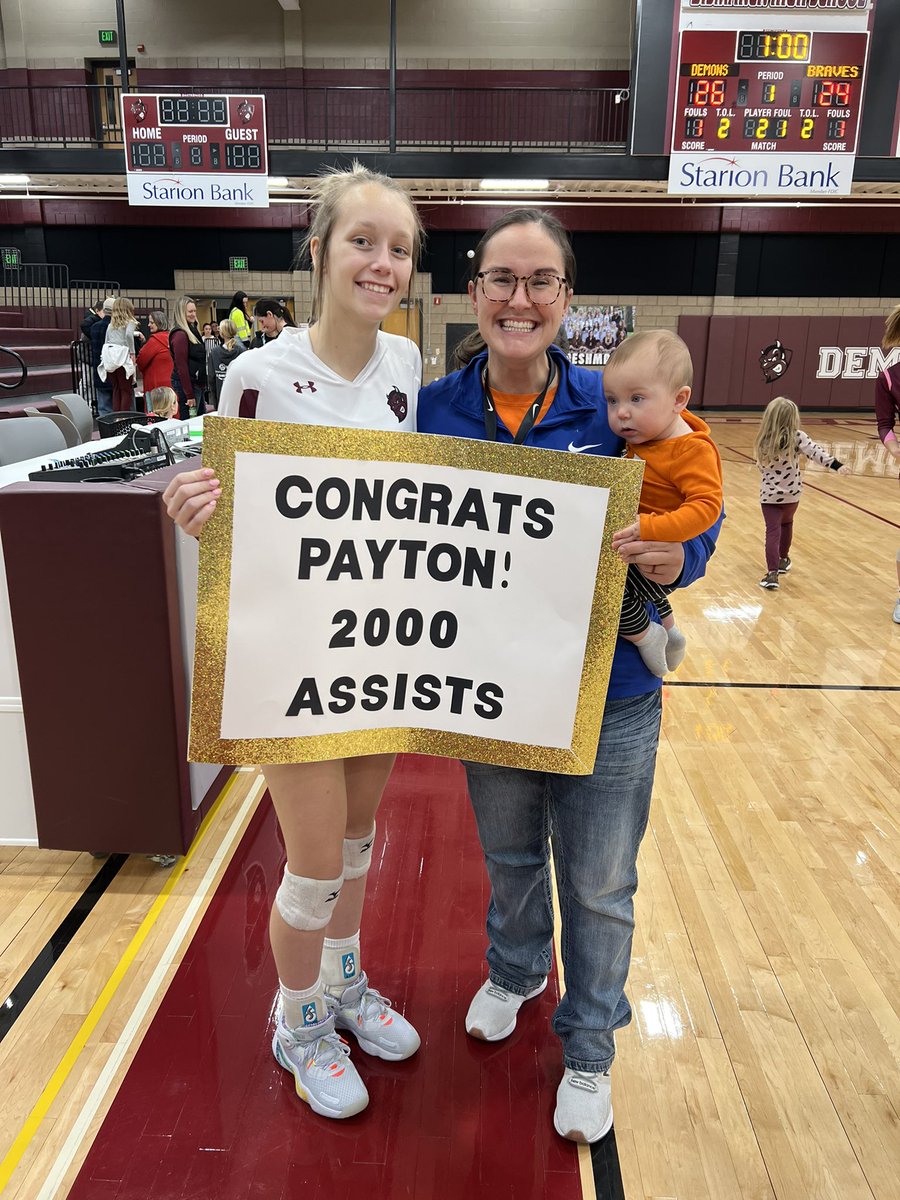 Demon_VB's tweet photo. Huge congrats to Senior Setter, @paytonfoster05 on surpassing 2,000 career assists in tonight’s match!🏐💪🏻 What an accomplishment! 
#demonvb #OneUltimateGoal https://t.co/21yKdefsTE