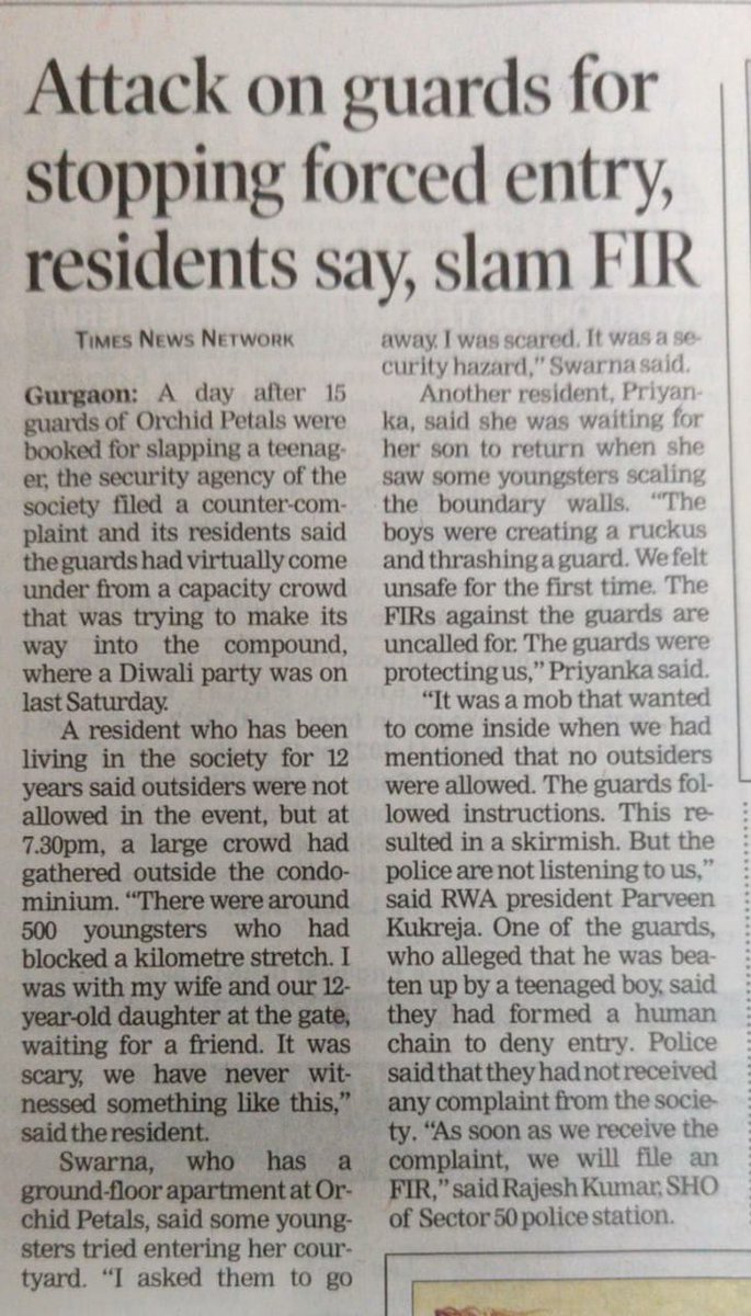 TRUTH.. #savetheguardsoforchidpetals They were trying to do their job by protecting the condo.. Just because a person is underage they cannot getaway with bad behavior. POLICE WAKE UP.@GURGAONPOLICE <a href="/CMOHaryana/">CM</a>
