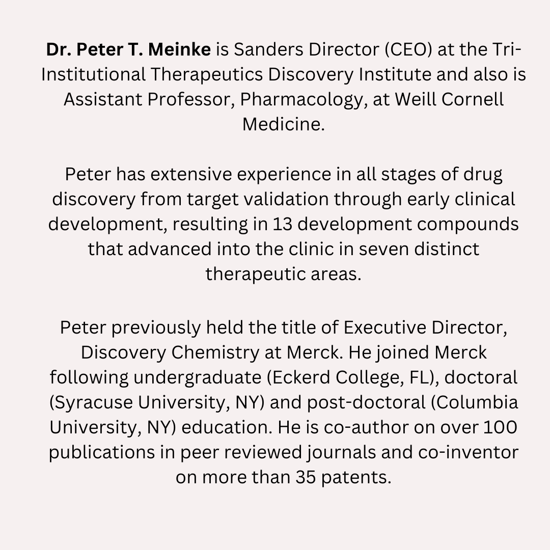 10 days to go! Learn about translational drug discovery from Dr. Meinke!
#futureofcarenyc #futureofcare #FOC2022 #futureofcareconference2022 #medtech #healthtech #health #innovation #healthcarenyc #futureofcarenyc2022