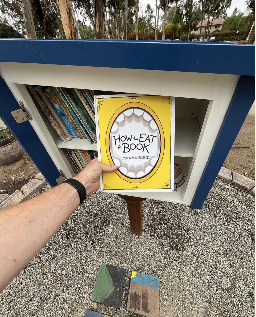 MrsandMrMacLeod's tweet photo. We had so much fun EATING BOOKS with Santiago Elementary! A highlight of our TOUR!
#eatabook #casewrap #bookcover
REPOST:
Guess what just got added to our new ‘little library?’ #howtoeatabook #santiago_steam_svusd https://t.co/skopmjCNVj