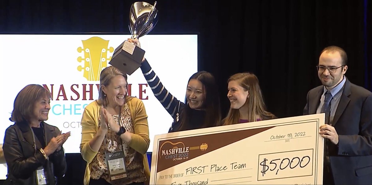 Congratulations to the <a href="/MayoPCCM/">MayoPCCM</a> fellow team <a href="/AmjadKanj/">Amjad Kanj</a>, @ZhenmeiZhangMD, and <a href="/PaigeMartyMD/">Paige Marty</a> who won the #CHESTChallenge2022!!! #CHEST2022 #CHESTTrainees <a href="/accpchest/">CHEST</a> <a href="/MayoClinic/">Mayo Clinic</a>