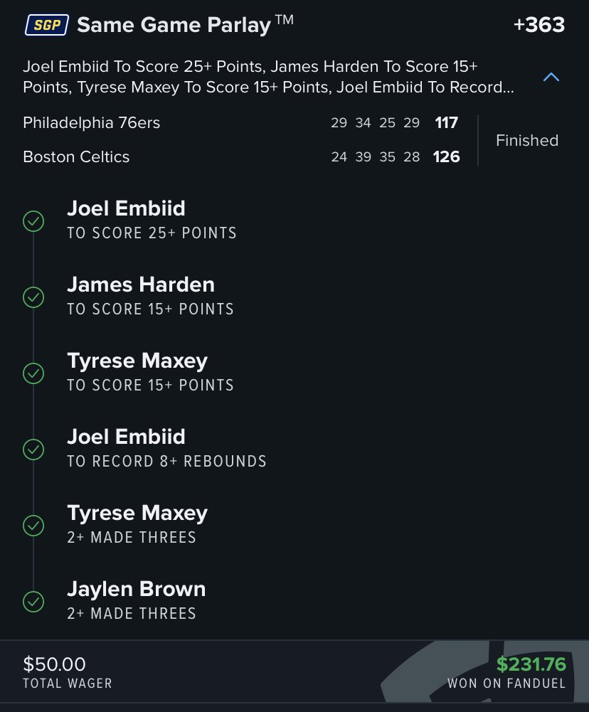 WallStPicks's tweet photo. 2 same game parlays cashed tonight in our vip! Members in the discord that tailed made some good money tonight.  Link in bio💰💰 https://t.co/ZnE2x5hfPL
