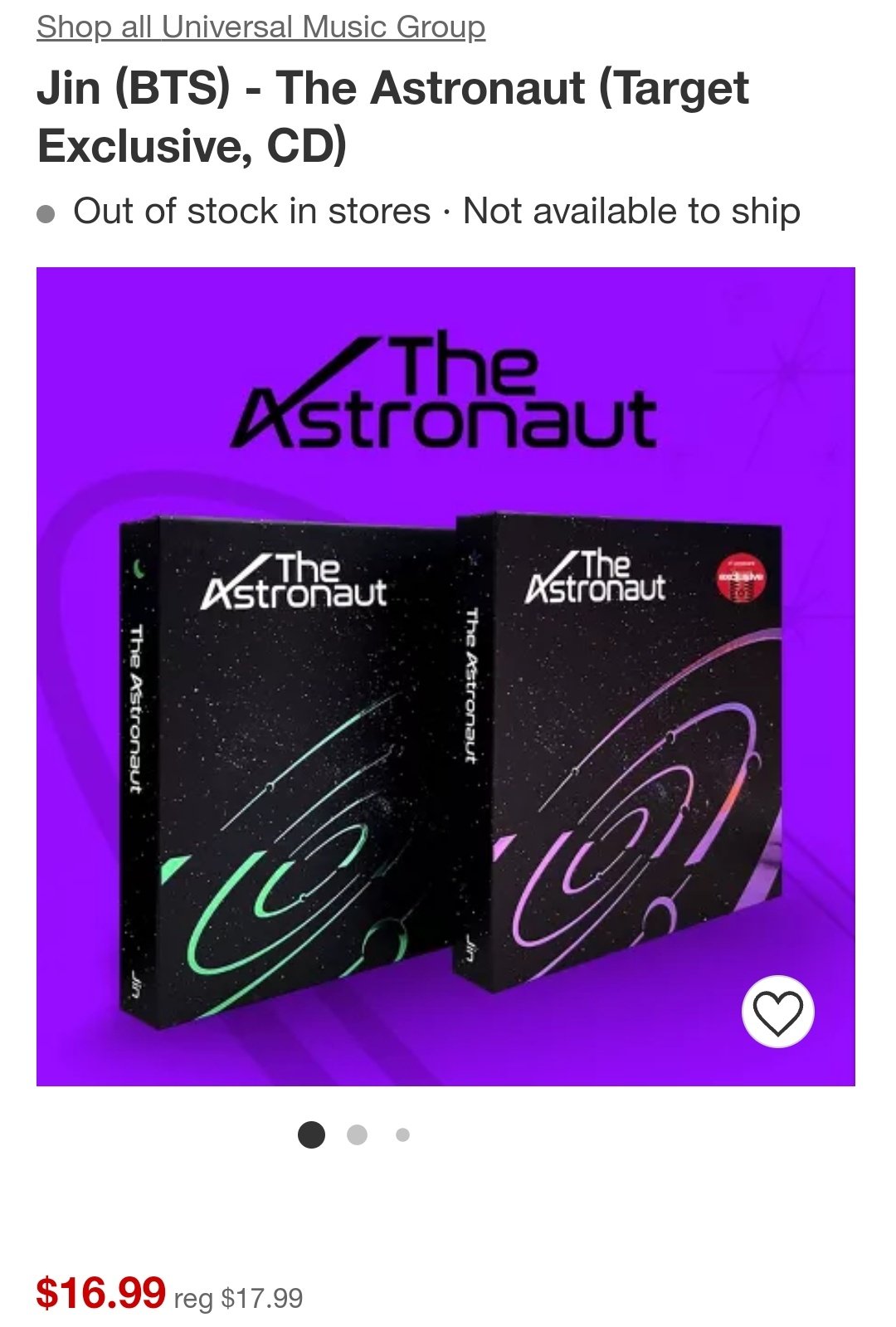 Jin (BTS) The Astronaut (Random) — HANGUK MALL
