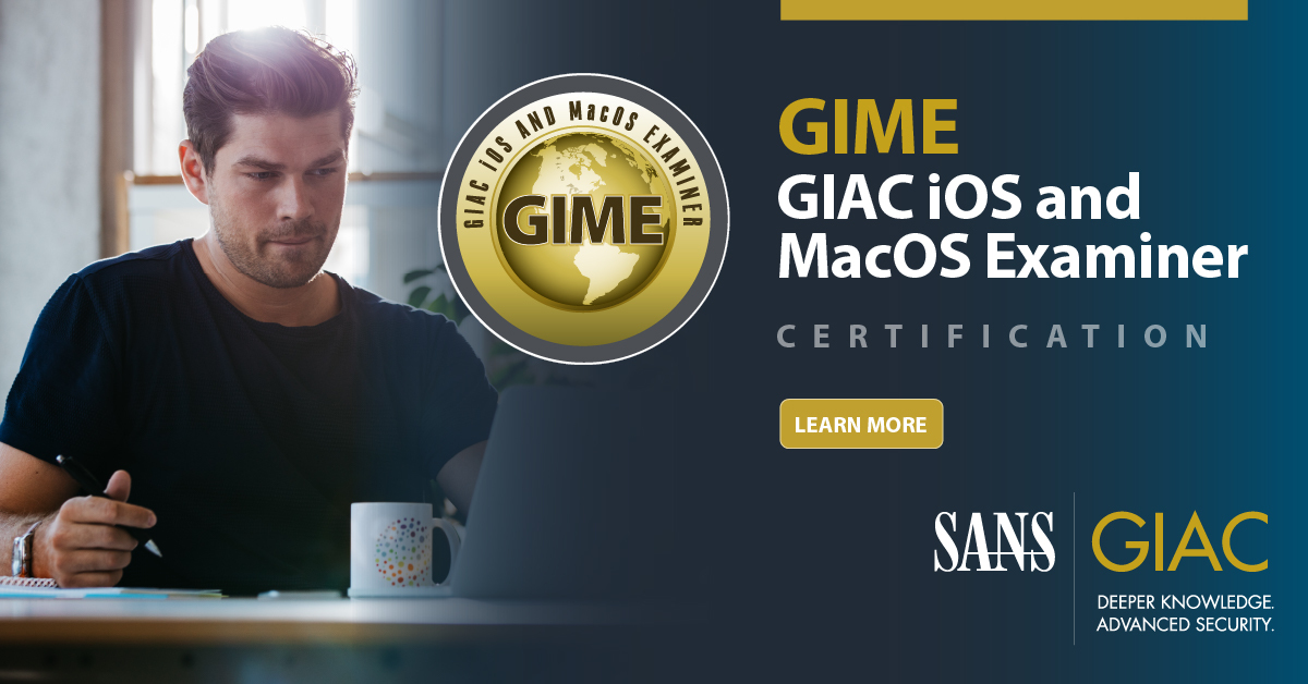CertifyGIAC's tweet photo. 💭Interested in becoming #GIME certified? Prepare for your exam with @SANSInstitute #FOR518: Mac and iOS Forensic Analysis and Incident Response.
Get #GIME-Certified Today: https://t.co/chJDAxfOoo
#giac #certifygiac #certifiedbygiac #giaccertifications #infosec https://t.co/KR1tmQVh9L