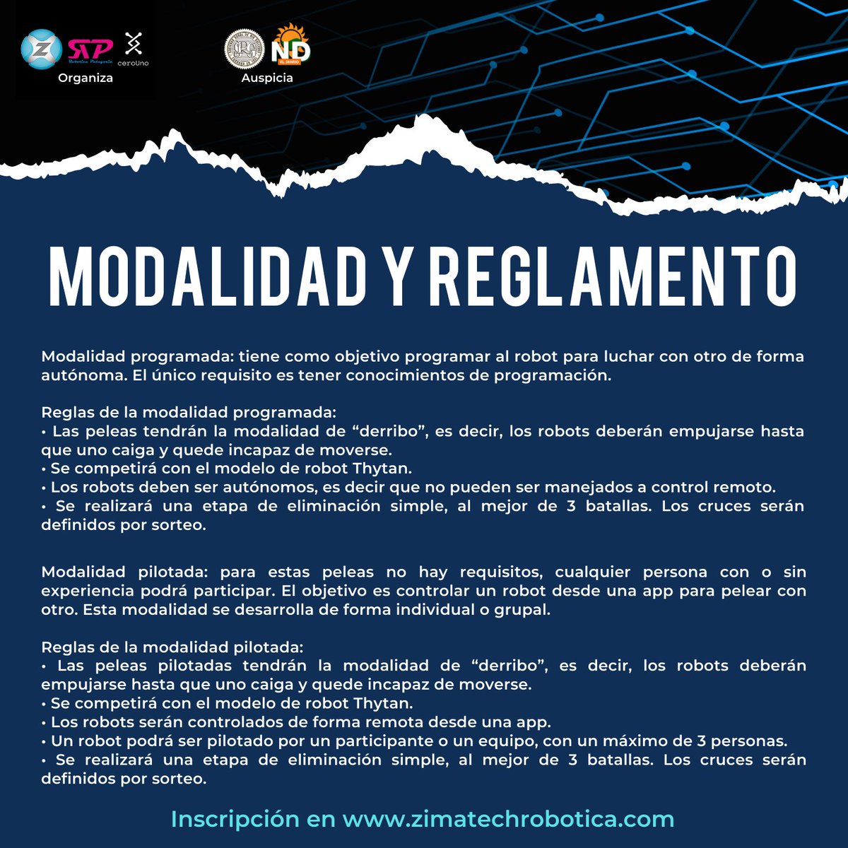 Zimatech1's tweet photo. 🤖👉 Falta muy poco para una nueva edición de nuestra competencia internacional de robótica!!!
🤯🤩🤯🤩
Inscríbite en https://t.co/b1F3JfHoRA https://t.co/BMygZq86BP
