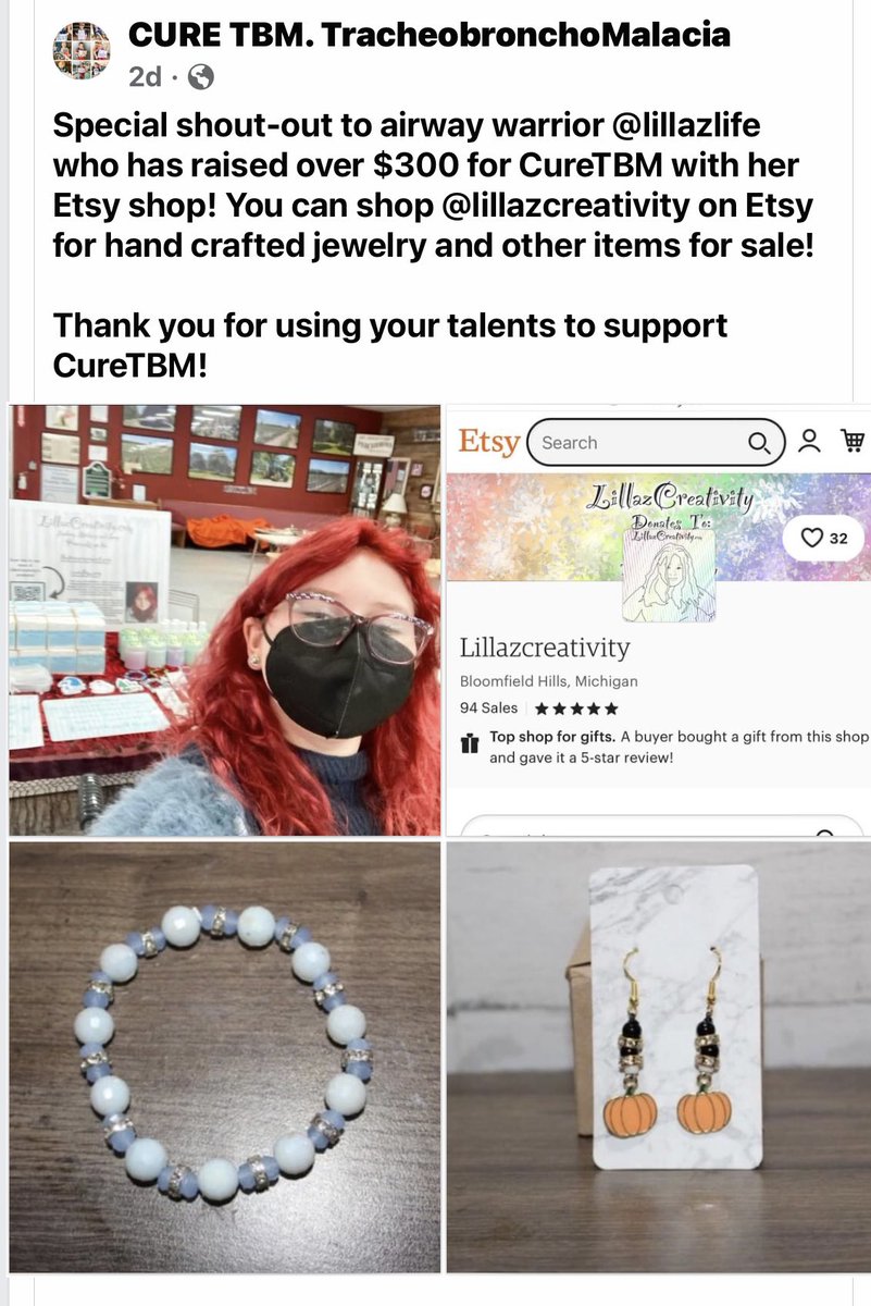 All of our funding comes from families.  @lillazlife  is a  teen who owns an Etsy shop. She has #TBM and donates the money that she earns to us to help others suffering with #Tracheobronchomalacia 

Our donors are mighty and we are honored.  Every penny counts and is a treasure.