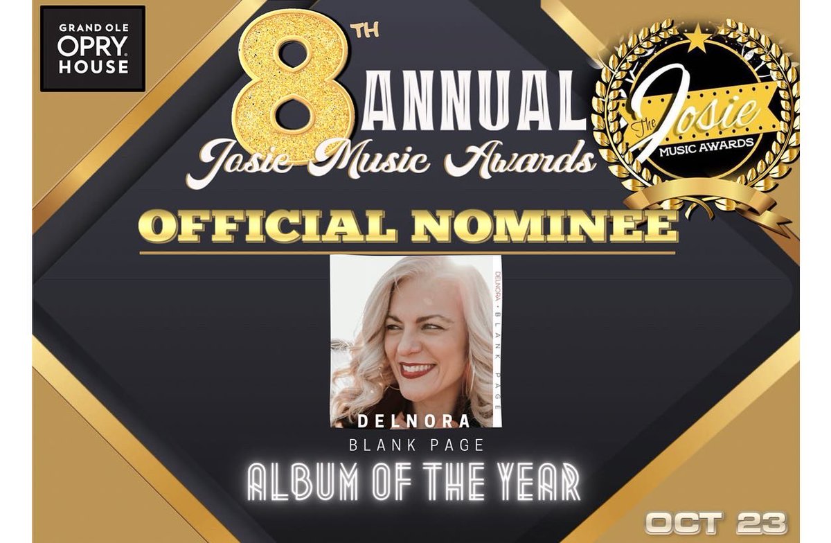 DelnoraReed's tweet photo. Thank you @josiemusicaward for the honor of 3 nominations this year!  

Album of the Year - Blank Page
Vocalist of the Year
Vocal Event of the Year - Speak to Me w/ @andrewmarshallm (featuring Delnora)

We’ll see you at the @opry House this Sunday, Oct 23rd 🙌 https://t.co/XRBoMz3sYx