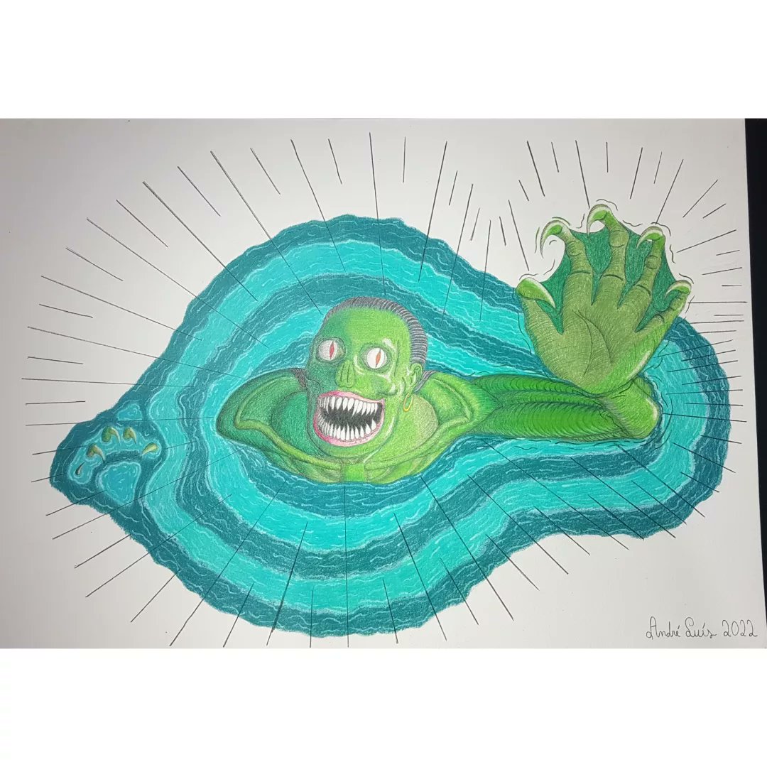 dedeluisfsd's tweet photo. Caboclo d'água. Monstro aquático do folclore brasileiro que vira barcos, afoga banhistas e espanta peixes. #arte #lápisdecor #pinturalapisdecor #desenhos #folclorebrasileiro #monstro #art #colorpencilsdrawing #monster https://t.co/9jxsY7GAxN