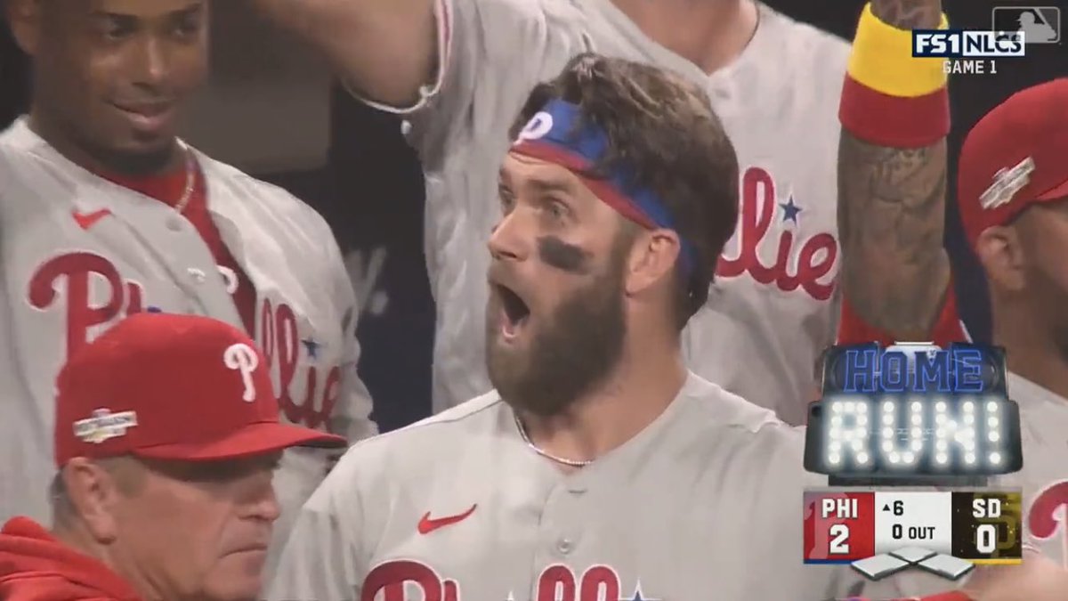 The #Phillies win Game 1 behind a pair of solo homers from Bryce and Schwarber

#RedOctober #RingTheBell
