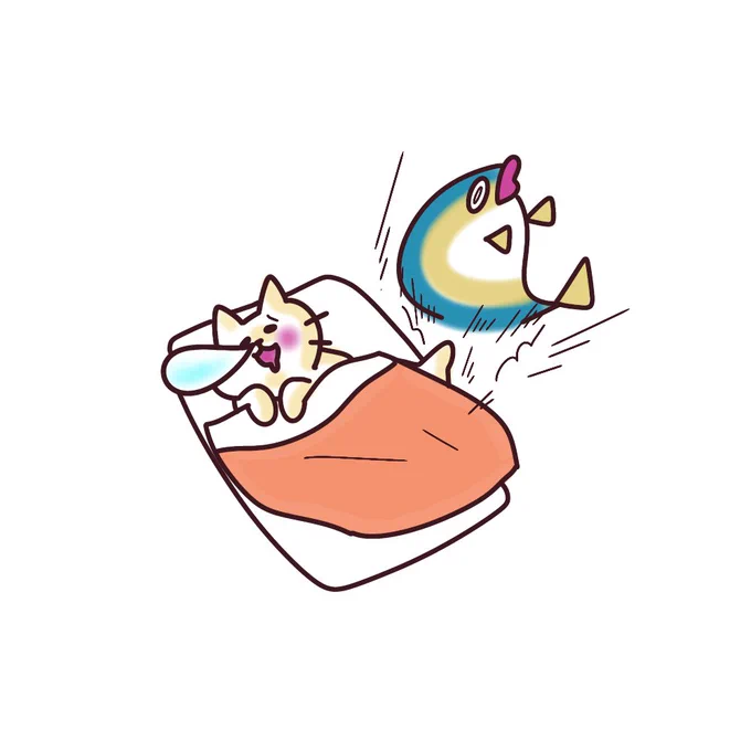 二度寝も寝相に注意! #イラスト #寒暖差疲労 #寒いね #猫 