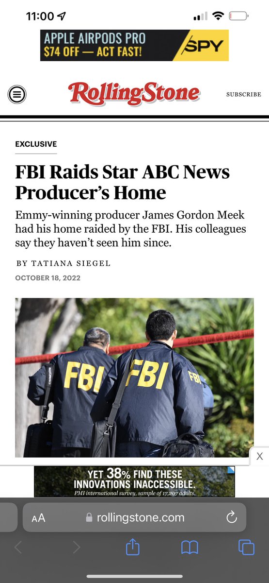 FBI raided an ABC journalist’s home &amp; his co-workers say no one’s seen him since. 

He was working on a book about Afghan withdrawal.

“Independent observers believe the raid is among the first—and quite possibly, the first — to be carried out on a journalist by the Biden admin.”