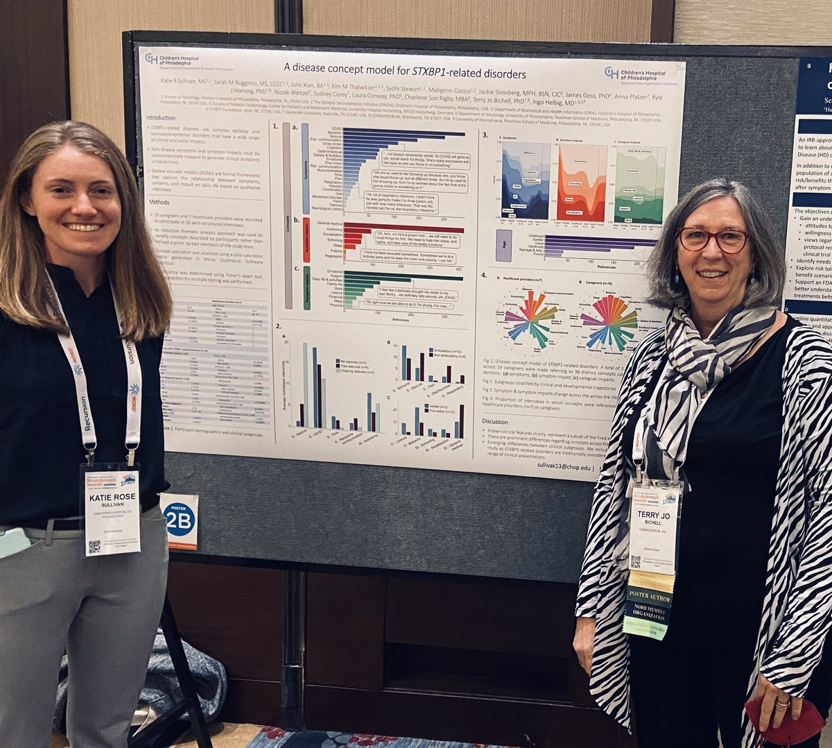 Busy day at NORD #RareDiseases summit for the poster givers! Happy I got the chance to catch up with <a href="/TJBichell/">Terry Jo Bichell</a> from <a href="/combined_brain/">COMBINEDBrain</a> who provided invaluable insight to get this project to where we are today  <a href="/IngoHelbig/">Ingo Helbig</a> <a href="/curestxbp1/">stxbp1</a>