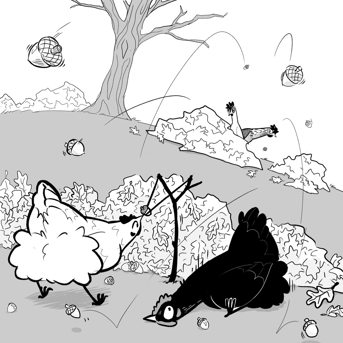 MakennaMadeThis's tweet photo. #BAWKtober Day 17 ~ Acorn Fight!
The squirrels will not be happy
#BAWKtober2022 #octoberartchallenge #drawingchallenge #ArtistOnTwitter #chickens #tinyfluffydinosaurs #halloween #autumn #doodle #birds https://t.co/6orFPdGWWi