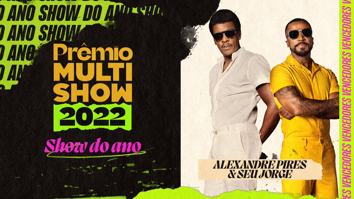 multishow's tweet photo. Mais um troféu na área: o Show do Ano é de @alexandrepires e @seujorge! 🏆✨ #PrêmioMultishow https://t.co/lJr4mgU37T
