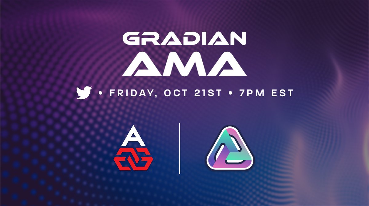 GradianTech's tweet photo. Tune in to our AMA this Friday at 7PM EST 

#algo #algorand #algorandgamingguild #algofam #algoAMA #Gradian https://t.co/XQ3uGhPgaK