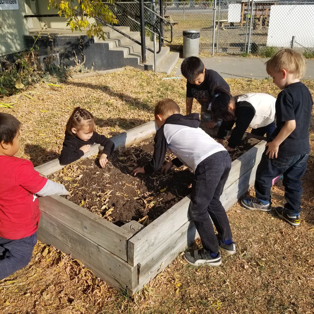 MOkrainetz's tweet photo. Enjoying some learning outside while cleaning out the school garden beds. #TakeMeOutsideDay https://t.co/RbCriu8mTy