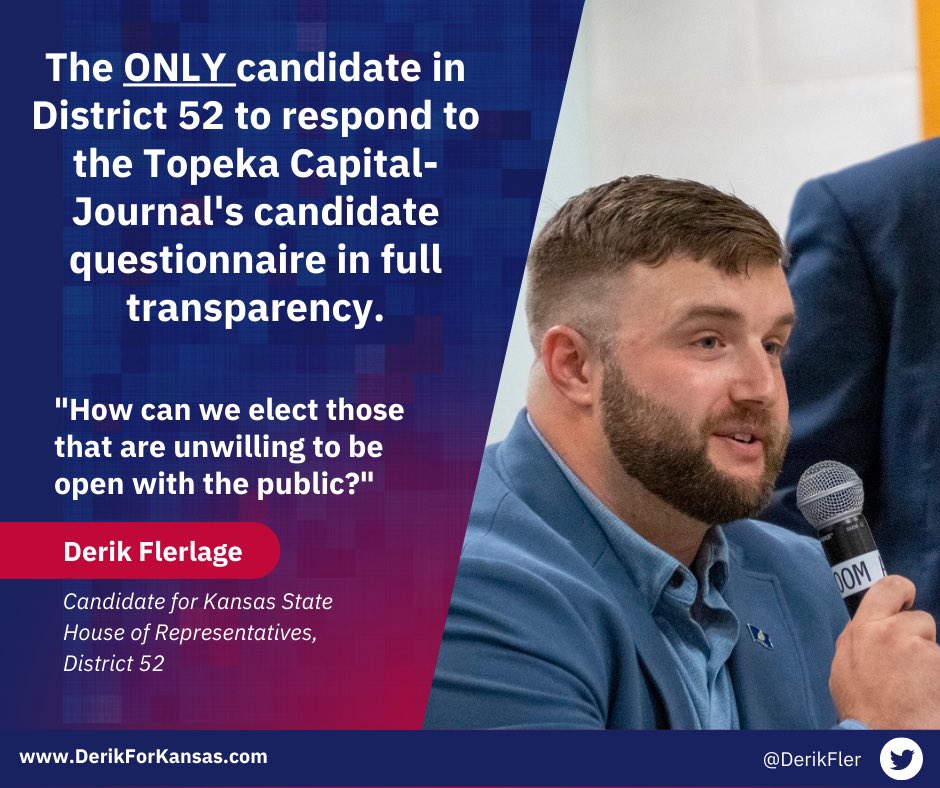 DerikFler's tweet photo. Transparency and honesty are so key to me! 

#KsLeg #DerikDelivers #KansasKind #District52 https://t.co/zMiDdjnhCE