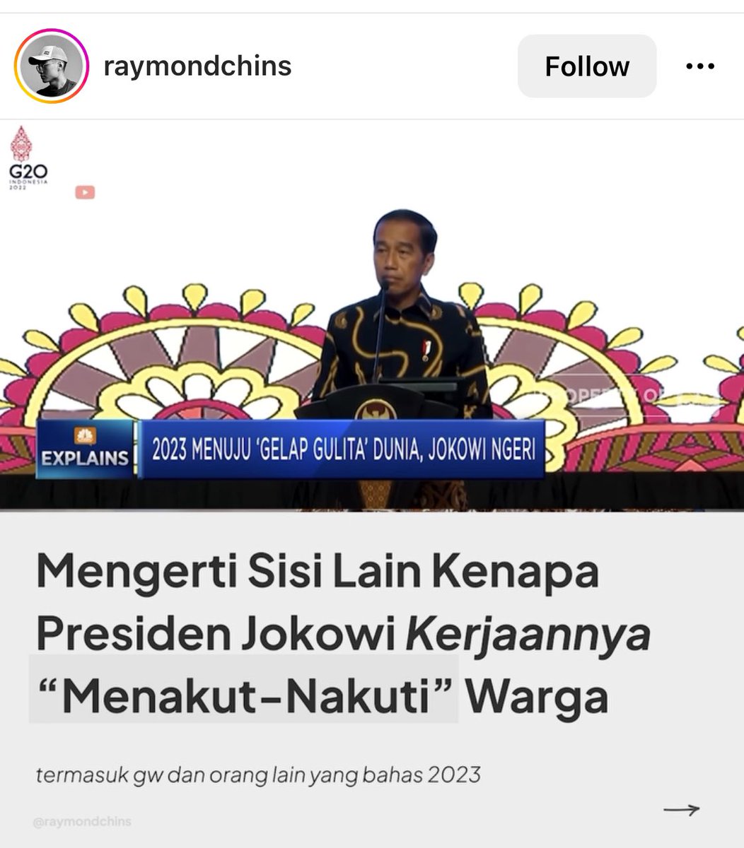 tigorsiagian's tweet photo. Strategi ngeles: “pak Jokowi jg ngomong kok, bukan gua aja.”

Pak Jokowi itu presiden, memberi guidance utk bangsa. Konteks yg pas, &amp; sesuai situasi yg mostly semua sepakat: resesi global di 2023. 

Lah situ ngomong kras kres, KEHANCURAN DUNIA &amp; (kemungkinan) punya insentif beda. https://t.co/NaXjuuZRTR