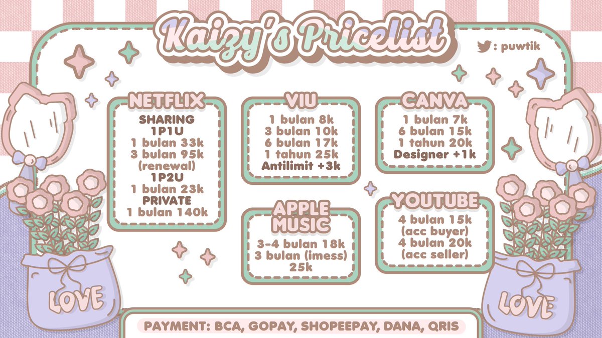 🍼🍡  ───  ⨟  ding-dong! haloo lagi cari apps premium? yuk mari di aku ada nih 🙆🏻‍♀️  full garansi &amp; trusted since 2021 ya! 🤗

🪵 bca gopay shopeepay dana qris 
🪵 order via dm/telegram on bio