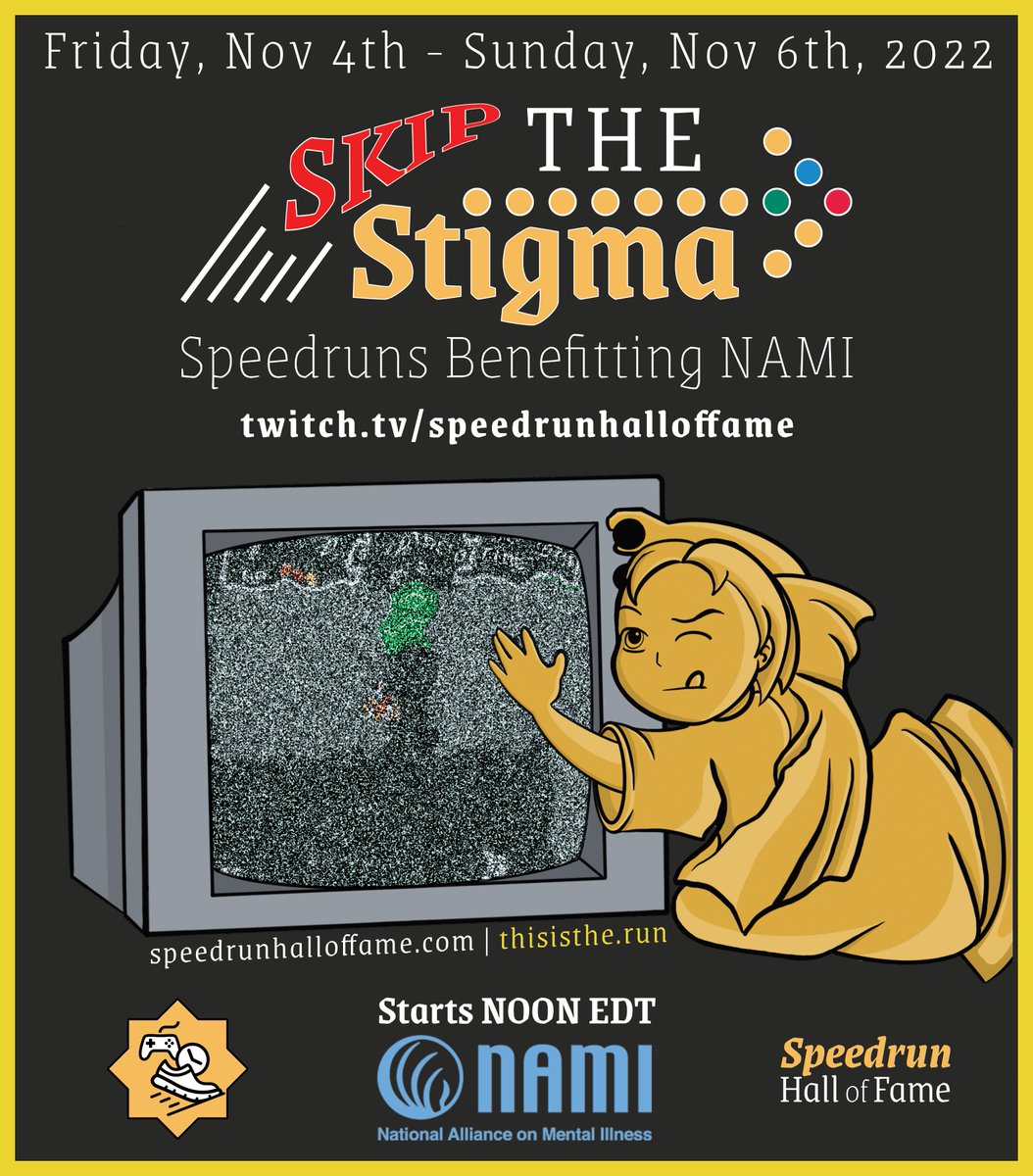 SpeedrunHoF's tweet photo. A fantastic marathon & a wonderful cause. We can't help but scream from the mountaintops about it!
No more stigma. Let's raise awareness for mental health together, especially after all we've been through lately!
https://t.co/HIpUpbBvBq #speedrunhof #nami
@NAMICommunicate https://t.co/zUhVWPr6Mw
