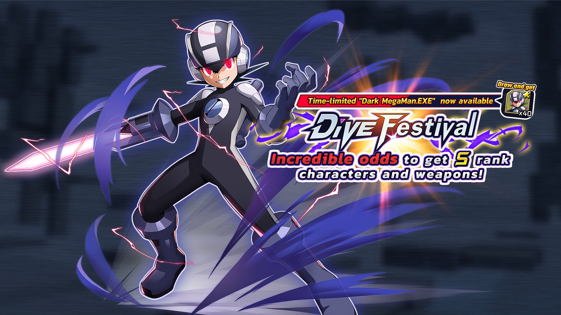 MEGA MAN X DiVE-NA&EU on Twitter: "Dark MegaMan.EXE is a dark version of  MegaMan.EXE created from the Dark Power of Dark Chips, who uses the Dark  Sword and the Dark Thunder to