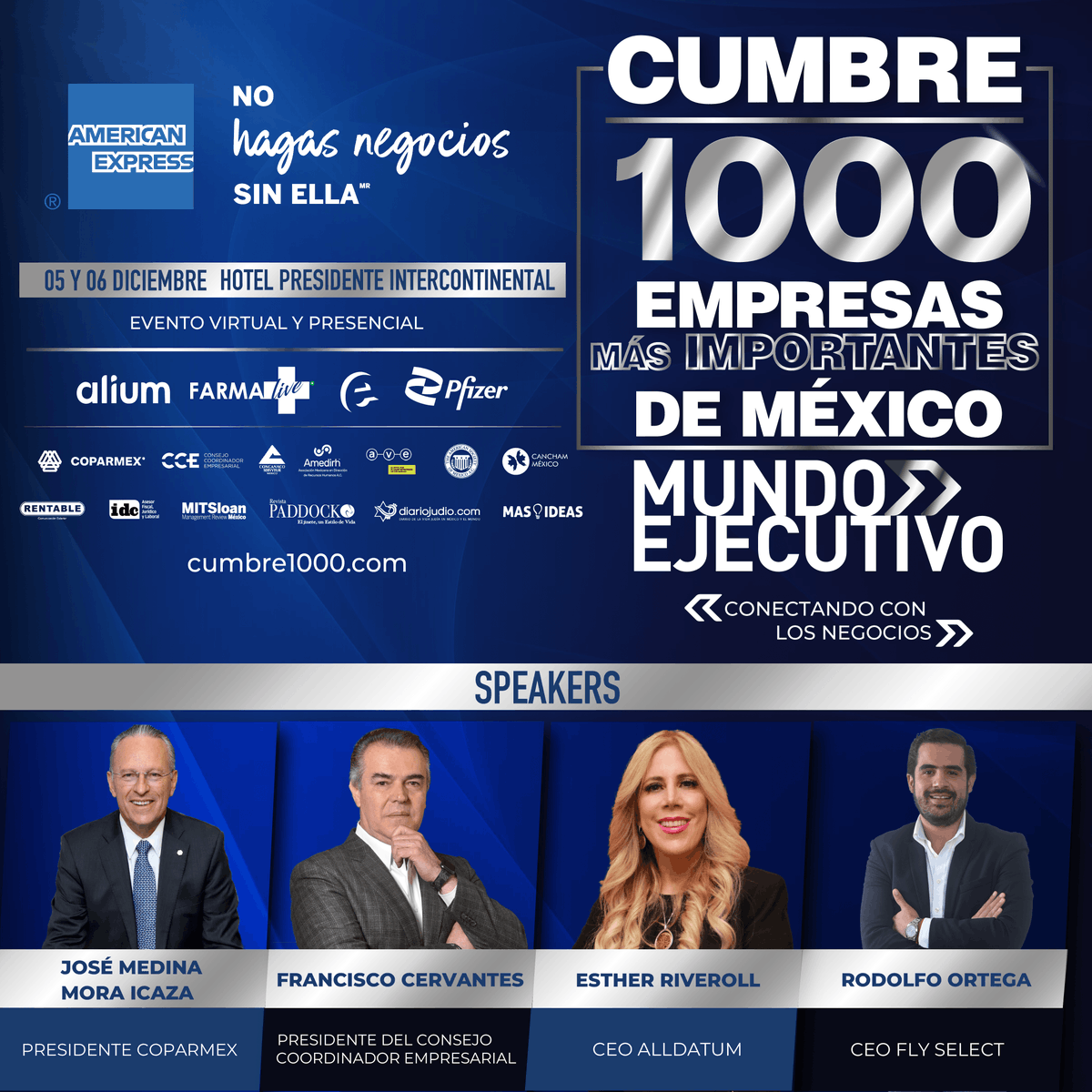 MundoEjecutivo's tweet image. Grandes empresarios como José Medina Mora Icaza de @Coparmex; Francisco Cervantes del @cceoficialmx, Esther Riveroll de @Alldatum_ y Rodolfo Ortega de #FlySelect, estarán presentes en la #Cumbre1000.

¡Nos vemos este 05 y 06 de diciembre! 👉🏻cumbre1000.com