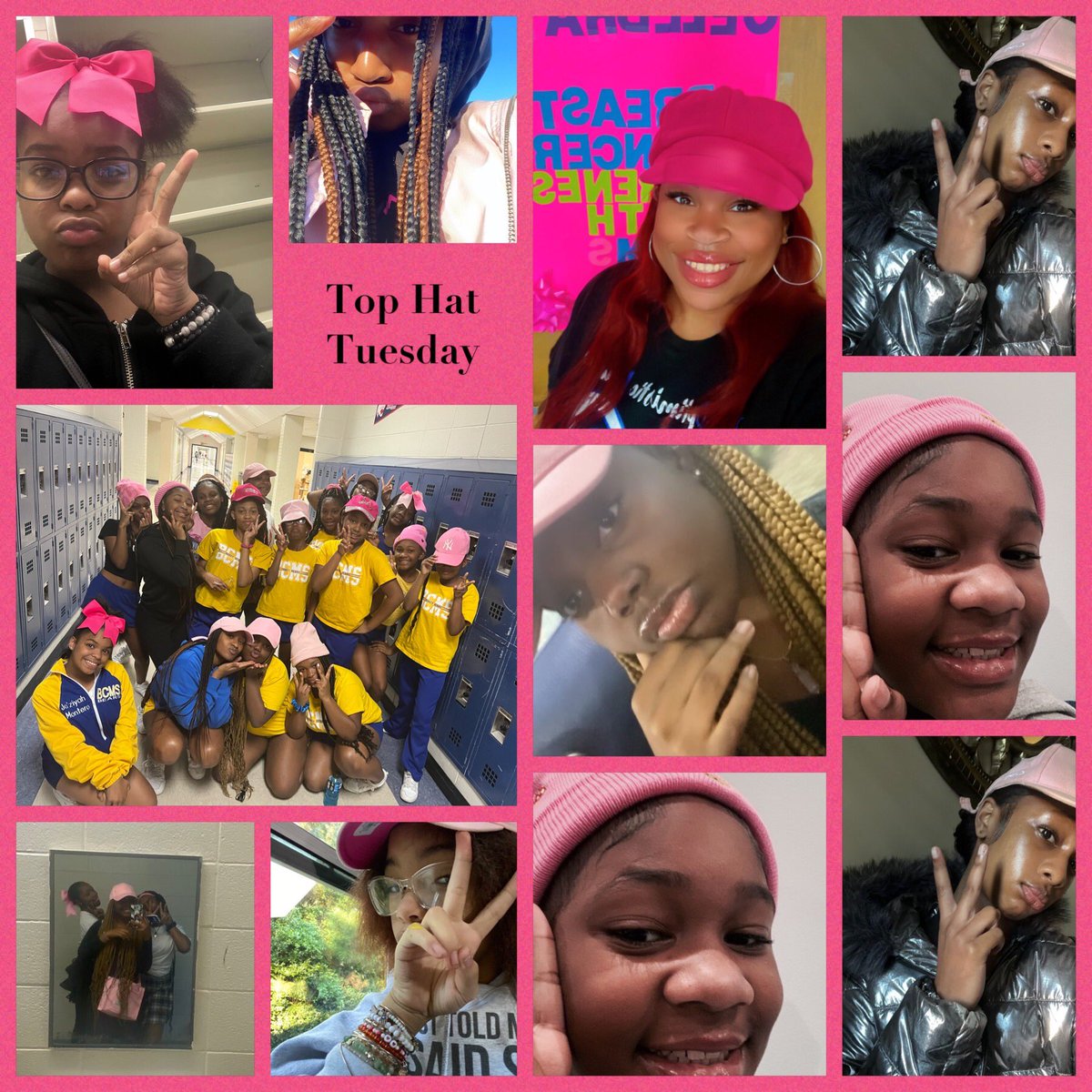 BCMSCheer_Dance's tweet photo. #TopHatTuesday with the @BCMSCheer_Dance for our #ThinkPinkWeek with @BearCreek_PBIS ! #PawsForPBIS #AllBearCreek @BearCreekMS ๐ฏ๐๐๐ https://t.co/VdxKj8Wc2Q