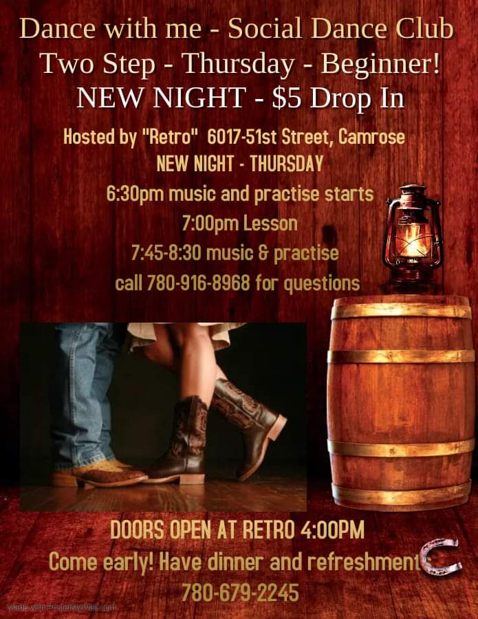 RetroPlayHere's tweet photo. Dance lessons at Retro 5017 51st downtown Camrose every Thursday at 630pm $5 per person https://t.co/Knzc1xKerN
