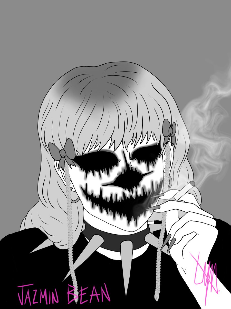 clownxcunt's tweet photo. Day 18 of #inktober2022 
What I have for you all today is an artist/musician that goes by the name of #jazminbean 
.
.
.
#jazminbeanfanart #inktober #digitalart #smoke #smoking https://t.co/rwVhYAkLwq