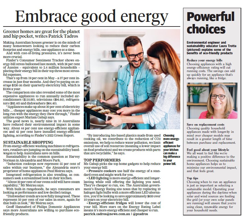 I'm thrilled to be sharing some energy saving tips this week with readers of NSW's Wentworth Courier, The Mossman Daily and North Shore Times.

For more eco tips pre-order Sustainability in the Suburbs here>> lauratrotta.thrivecart.com/sustainability…

#sustainability #climatechange #ecotips