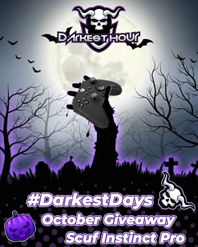 ggDarkestHour's tweet photo. Giveaway Time 🎉
#DarkestDays Continues this month with our October Giveaway. You have voted that we will be giving out a @ScufGaming Instinct Pro to one Lucky Winner. Good Luck and Happy Halloween as we will be picking the winner on the 31st🎃 Enter Here https://t.co/3Fmu8yqSDx https://t.co/dLYuMsSDUu