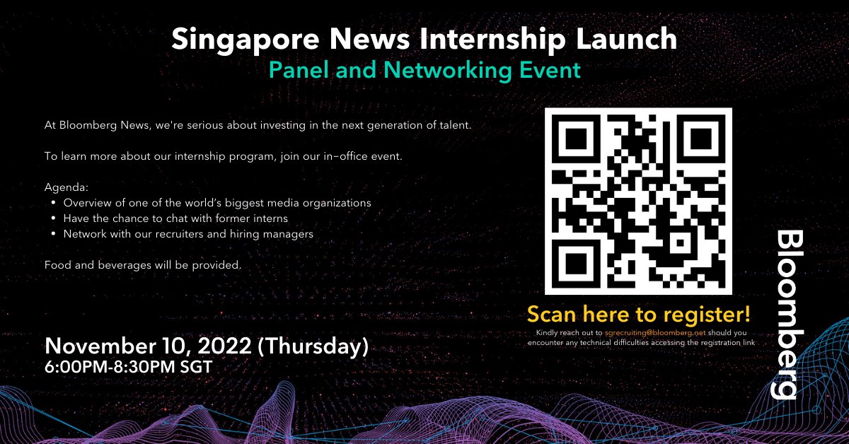 Bloomberg News is hiring. We're looking for the next generation of talent to join our international newsroom in Singapore. If you have a passion for current affairs and want to learn more about finance, economics and markets coverage, please apply for our 10-week paid internship.