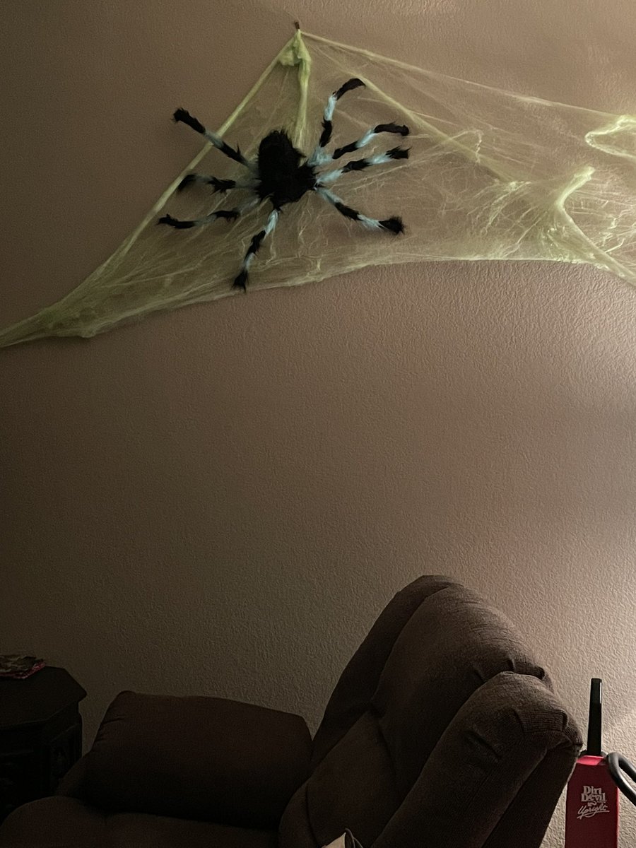 The_KentC's tweet photo. After my spider bite incident, my son wanted this to hang above my chair to watch over me…😬 Oh the things we’ll do to see our kids happy… https://t.co/xriZNI7TKH