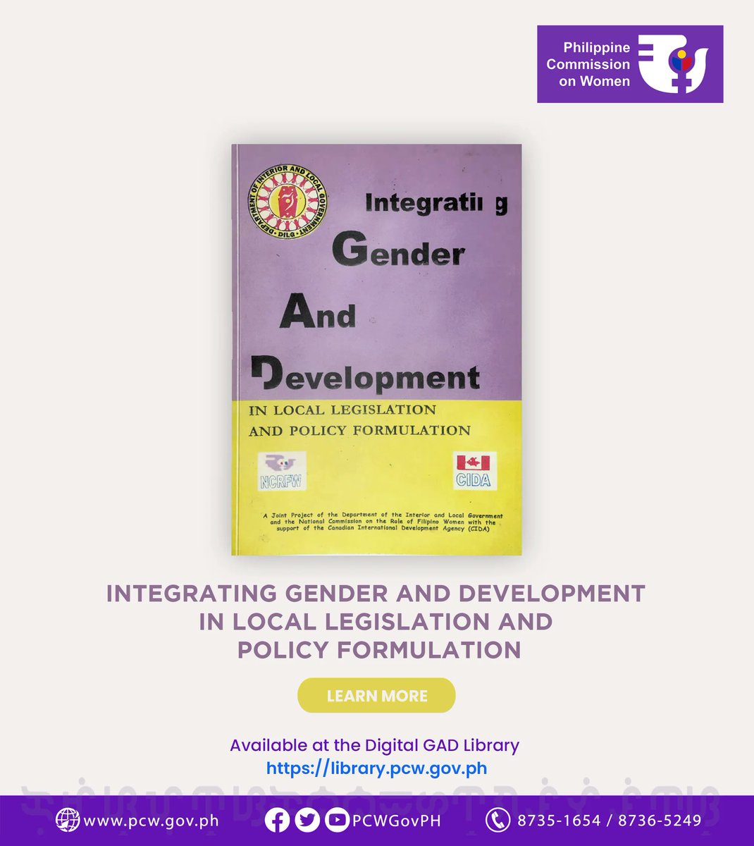 PCWgovph's tweet photo. #GADExplorer | Integrating Gender and Development in Local Legislation and Policy Formulation
You may download a copy for ππ₯ππ on #PCWDigitalGADLibrary at
https://t.co/rz3YYqQT4D
May tanong tungkol sa GAD? #iSearchaGAD sa https://t.co/mznSYRPEnB https://t.co/9loTDTtu3S