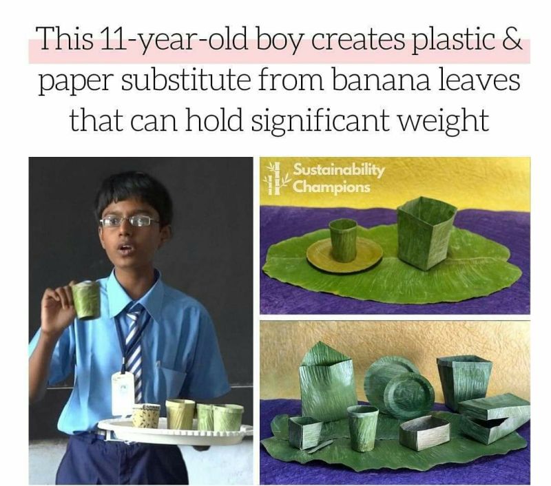 pascal_bornet's tweet photo. Tenith Adithyaa was just 11 when he saw farmers in his village throwing away heaps of banana leaves.  Farmers said "We have no use for the wilted leaves." Now at 20, he just created a "Banana Leaf Preservation Technology". Congrats!

Ct: M. Vivekananthan
#innovation #creativity https://t.co/BoATTTISfO