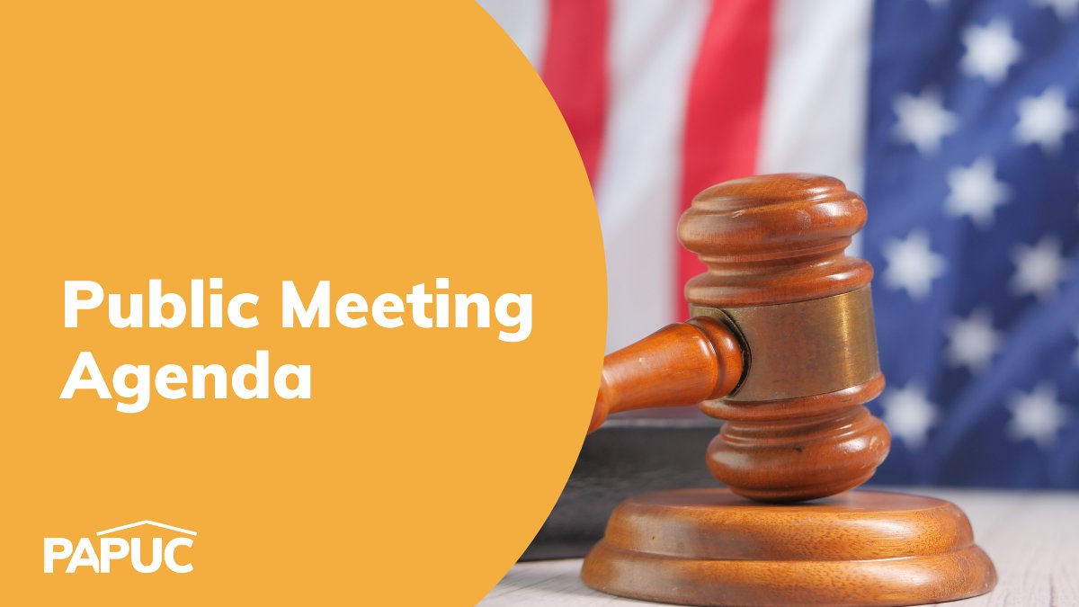 The PUC will hold its regular public meeting tomorrow - Thursday, October 27, 2022, at 10:00 a.m. in Hearing Room 1 on the second floor of the Commonwealth Keystone Building in Harrisburg.  

Find out what’s on the agenda at: ow.ly/sHy450Llltc