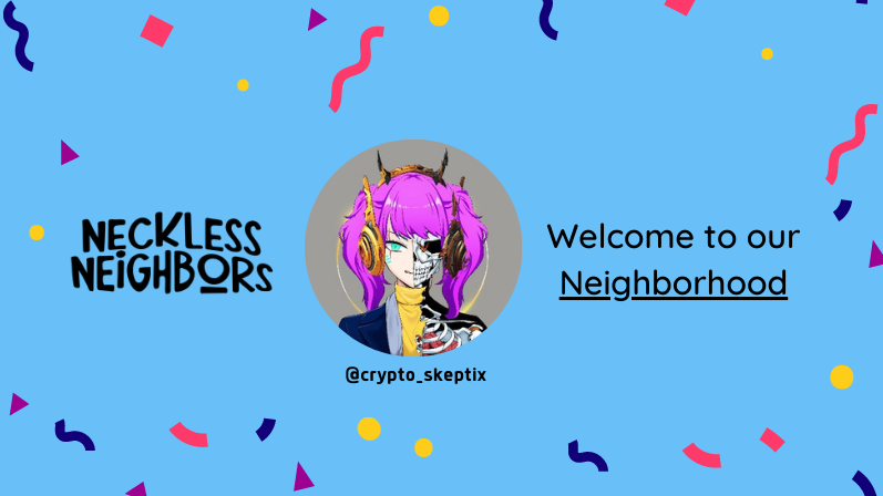 NeighborsList's tweet photo. Welcome @crypto_skeptix.
You are whitelisted in @Necklesneighbor ๐๐ป
#NecklessNeighbor #Solana #NFT https://t.co/Q9jyLvtRej