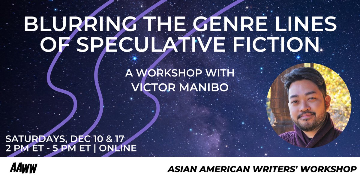 I’m so excited to partner with @aaww on a workshop on genre bending SFFH! 🐉🚀💀 In it we’ll discuss our fave works, talk about craft, and workshop our WIPs. Small class size, all virtual, sliding scale fee, scholarships available—more info in thread. Sign up now!