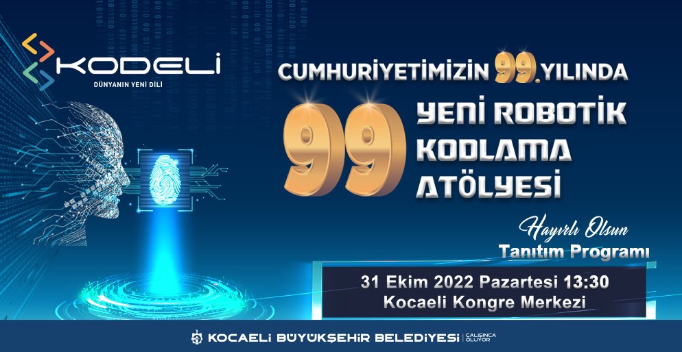 Cumhuriyetimizin 99.yılında 99 Yeni Robotik Kodlama Atölyesi Hayırlı Olsun.🇹🇷
#kodeliprojesi #robotikkodlama