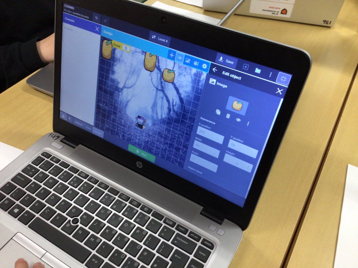 Mrs_B_ICT's tweet photo. P6-7 have been coding Halloween themed games today with click and hit events and using variables to keep track of the score. @MrPatersonP76 @DeansPrimary #digitaldeans https://t.co/91hDMFVW7T