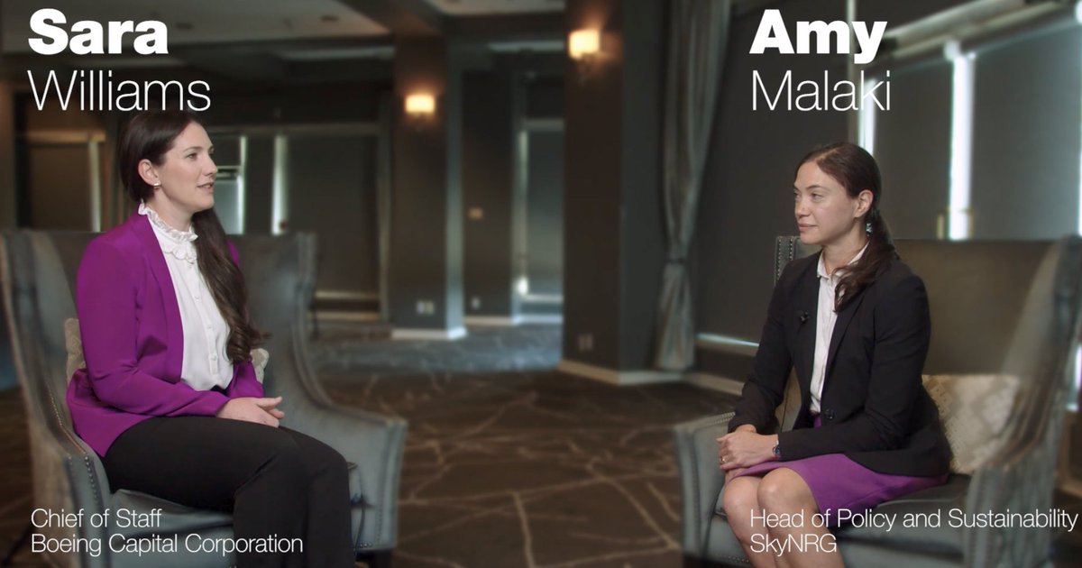 Last week, SkyNRG's Amy Malaki joined @Boeing's Sara Williams at the Boeing 2022 Aircraft Financier & Investor virtual conference, talking about SkyNRG's mission, future projects, and sustainability principles 🌎 Follow the link to watch the full video 👉🏻 bit.ly/3VUNWkP