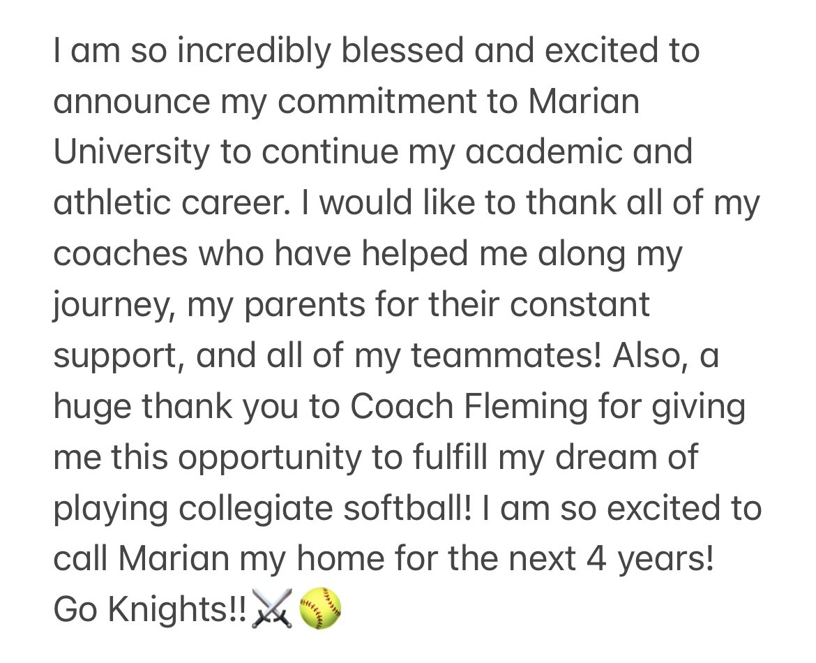 macycoan's tweet photo. Go Knights!! ⚔️🥎 @MarianKnightsSB @LadyComet_SBall @Gators04Flynn @Comets_AD https://t.co/6d4aQ7YWqD
