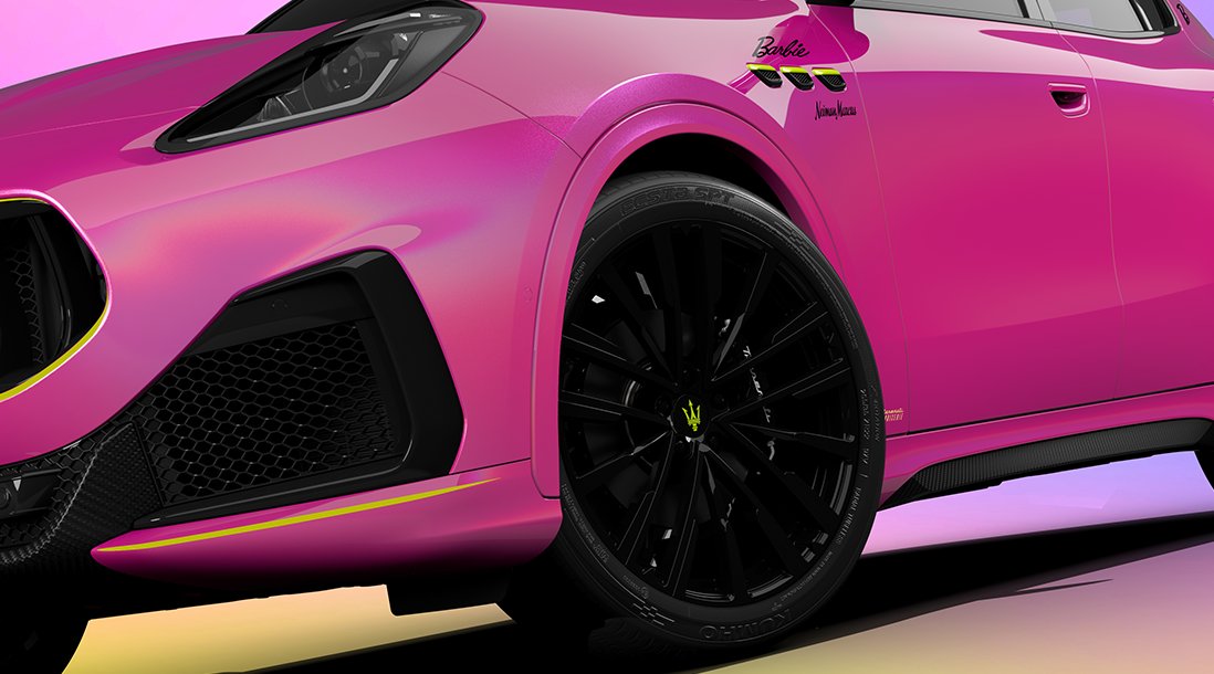 Barbie x @Maserati hit the road in the new #MaseratiGrecale Fuoriserie in irresistible iridescent pink. Two icons breaking boundaries. #Barbie #BarbieStyle #Maserati #MaseratiFuoriserie @neimanmarcus