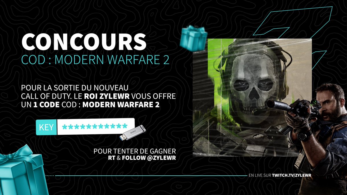 ZylewR's tweet photo. Deux jours avant la sortie et tu sais toujours pas comment tu vas faire ? Pour ceux en galère, je vous fait gagner #ModernWarfareII  sur PC 
RT + Follow pour participer
Tirage au sort le 28 octobre ! https://t.co/qnx49UXlZa