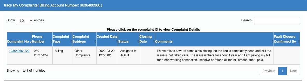 JeffordWilson's tweet photo. @BSNL_KTK @BSNLCorporate Landline no. 080-25315424, It's been more than a year the landline has not worked and still the bill is getting generated. The BSNL landline wire itself is not there. Raised several complaints. No response. Gave letter for disconnection. No response. https://t.co/JYsPi694jC