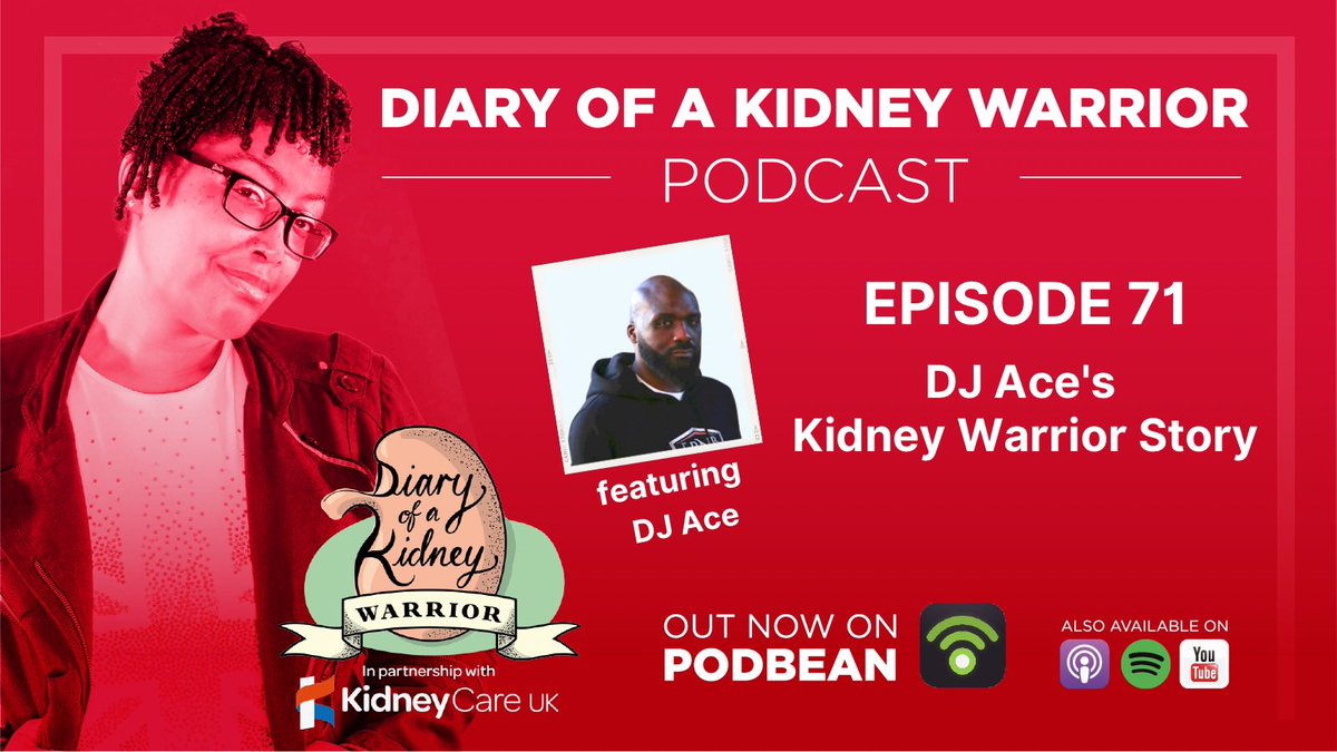 Please listen to & share the new ep of #diaryofakidneywarriorpodcast ft Special Guest from @1Xtra @DJace shares his #kidneywarriorstory Exclusive video version youtu.be/tIiy3n69Gpo Audio Versions out now on: canva.com/design/DAFPZ6F… #CKD #blackhistorymonth #kidneywarrior